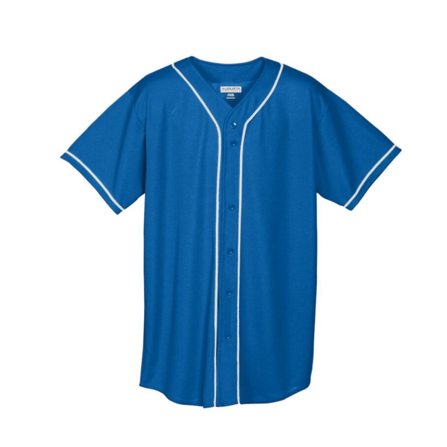 Wicking Mesh Button Front Jersey With Braid Trim